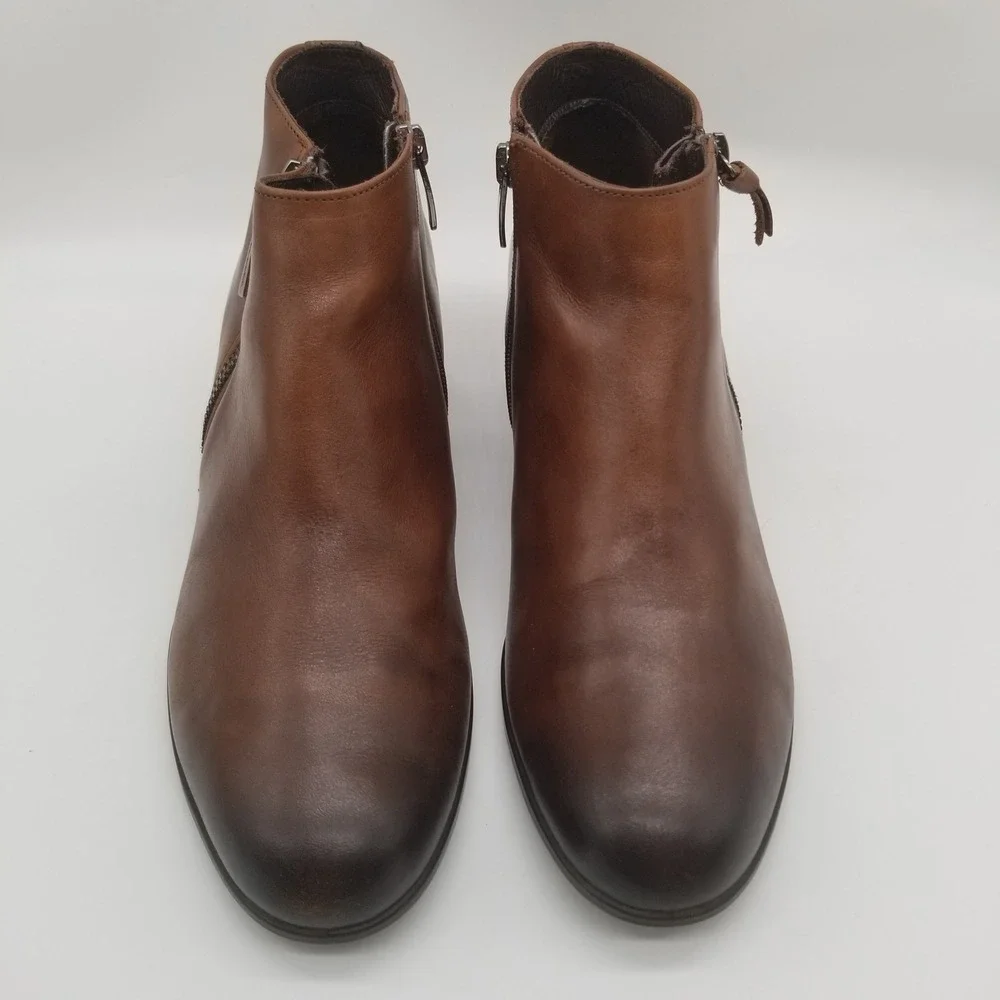 ECCO Shape 35 Block Ankle Boots Brown Leather Zip Booties Womens‎ 41 US 10.5